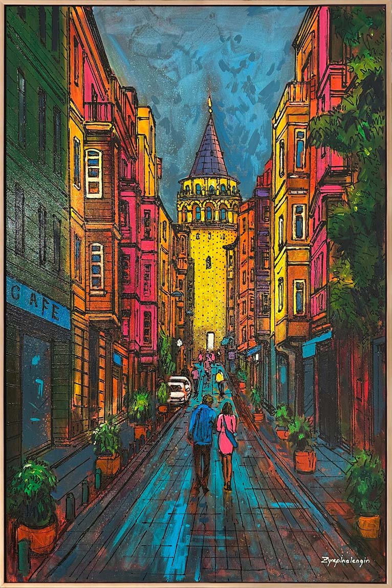 Galata’da Bir Gün Yağlı Boya Tablosu