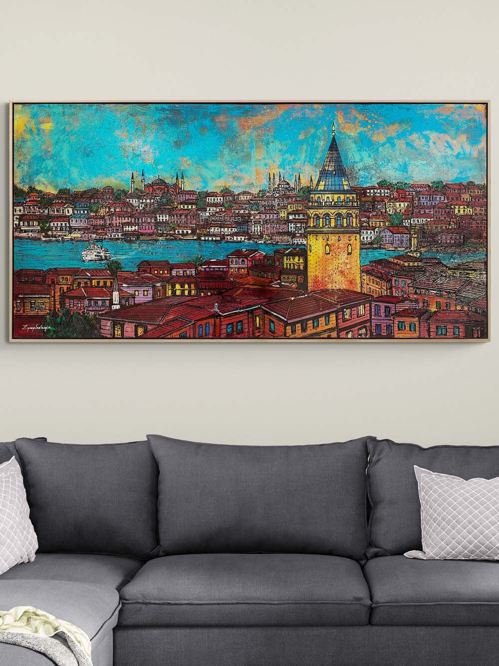 Yedi Tepeden Bir Aşk Yağlı Boya Tablosu