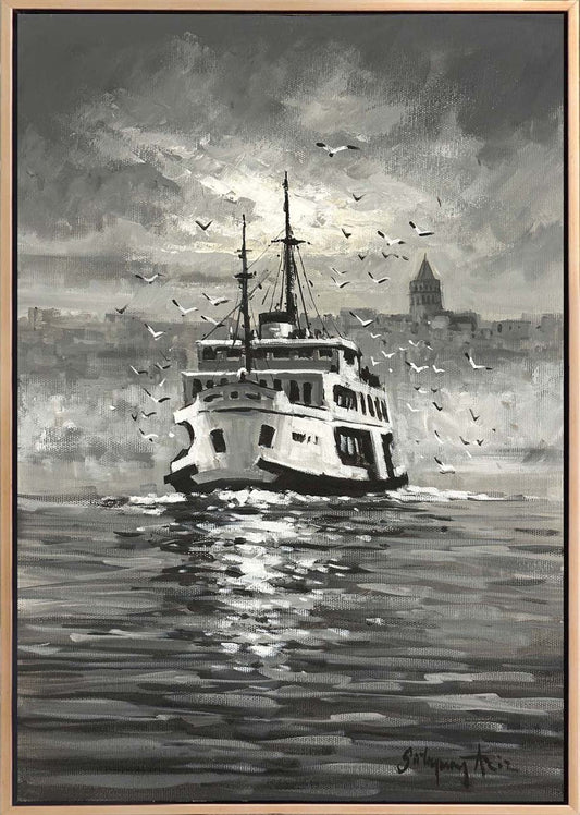 Bir Vapur Masalı Yağlı Boya Tablosu