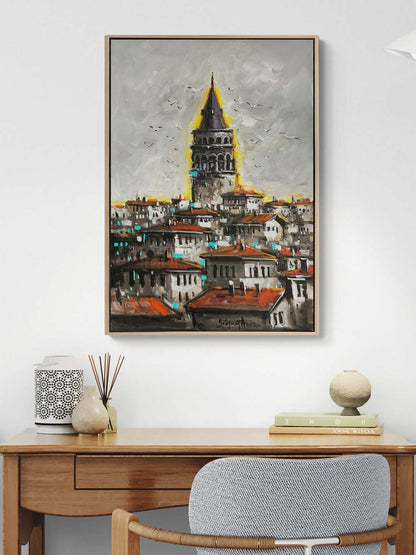 Galata’da Gün Yağlı Boya Tablosu
