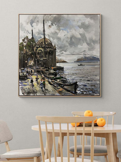 Ortaköy’de Bir Pazar Yağlı Boya Tablosu