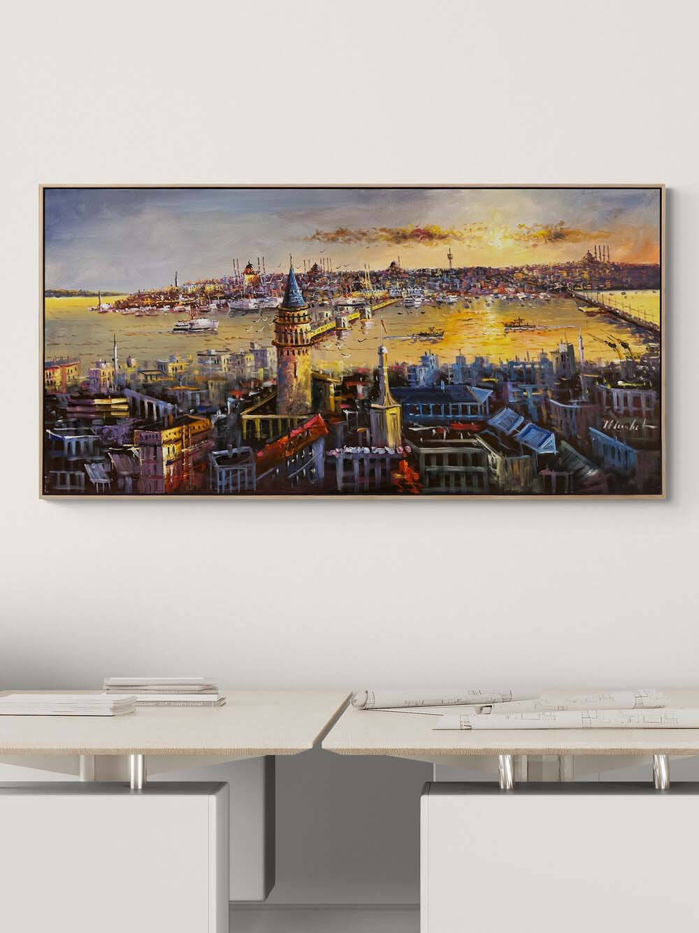 Boğazda Bir Soluk Yağlı Boya Tablosu