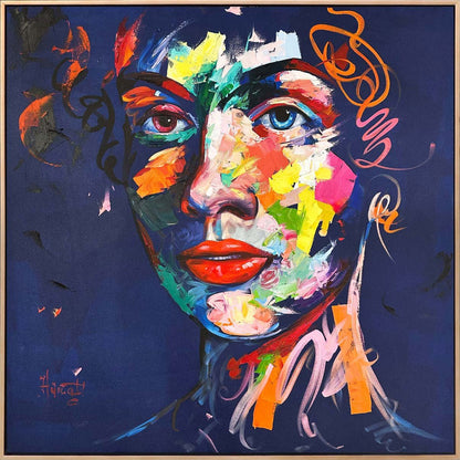 Renklerin İçindeki Kadın Yağlı Boya Tablosu