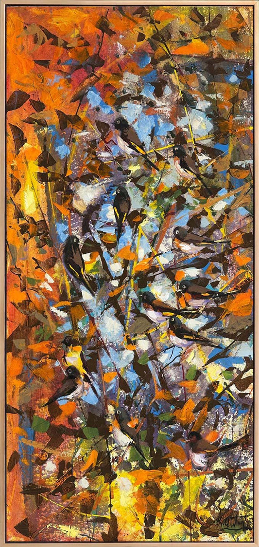 Altın Yaprakların Ardında Yağlı Boya Tablosu