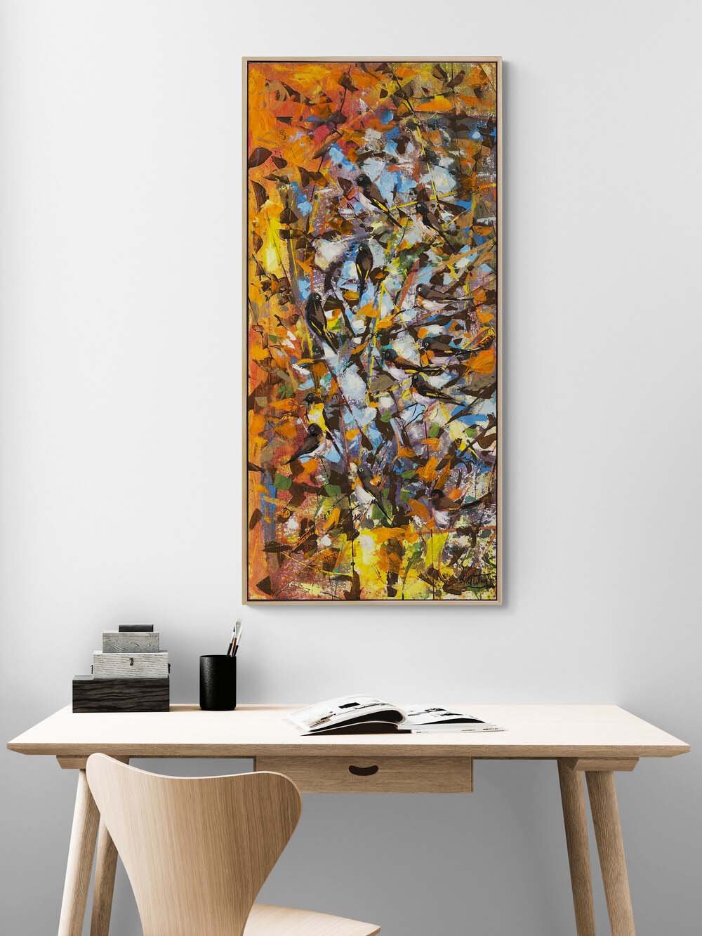 Altın Yaprakların Ardında Yağlı Boya Tablosu