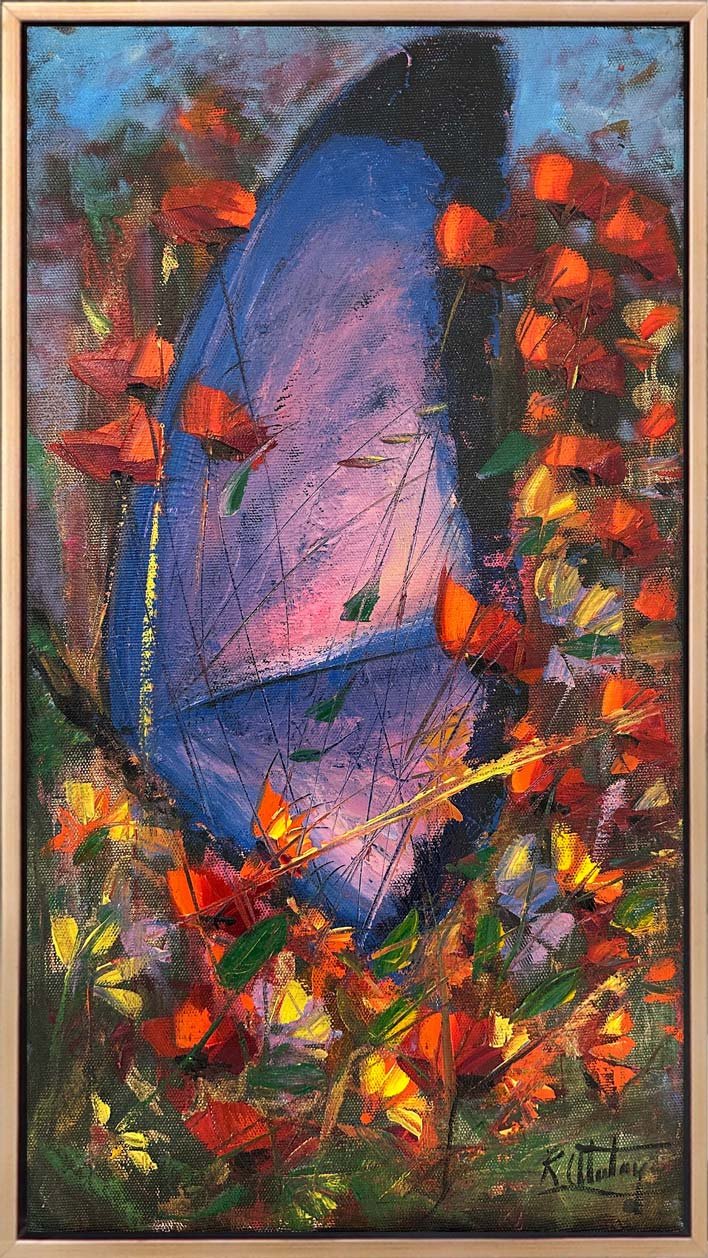 Mor Kelebeğin Rüyası Yağlı Boya Tablosu