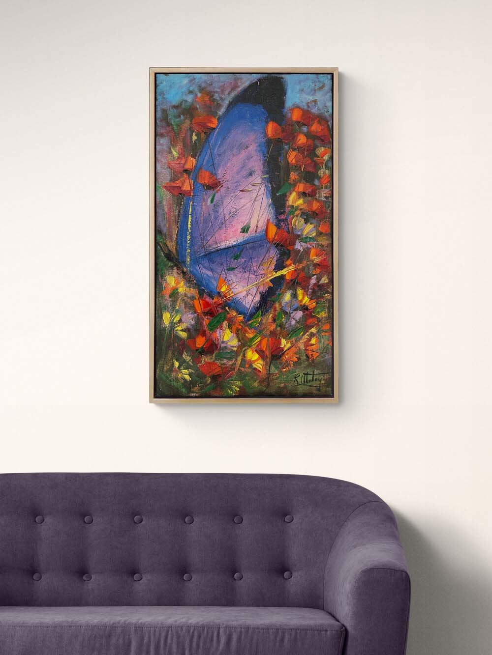 Mor Kelebeğin Rüyası Yağlı Boya Tablosu