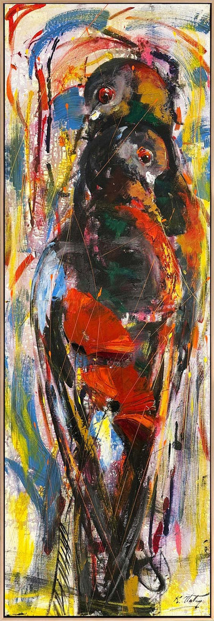 Güvercinlerin Sessiz Aşkı Yağlı Boya Tablosu