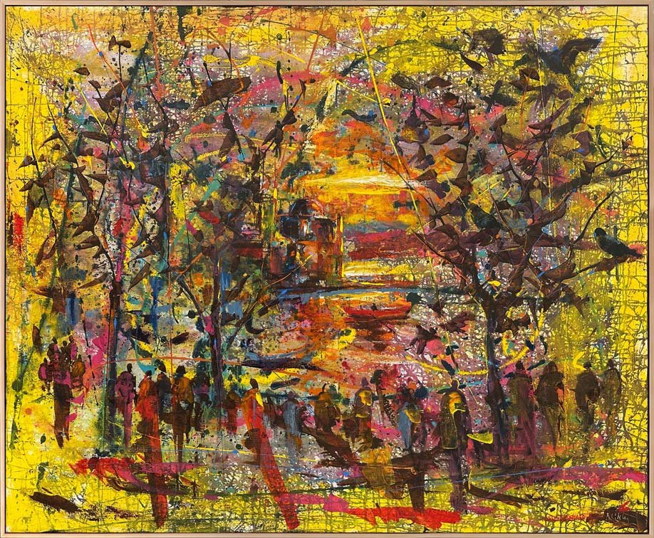 Ortaköy'de Günbatımı Yağlı Boya Tablosu