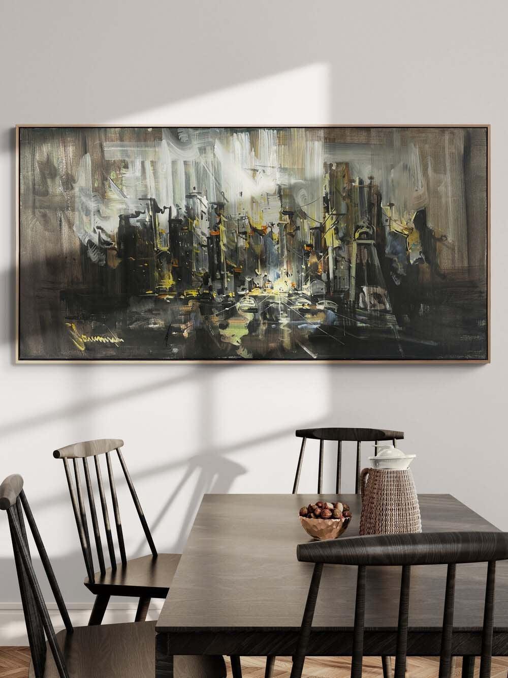 Şehirde Yanlızlık Yağlı Boya Tablosu