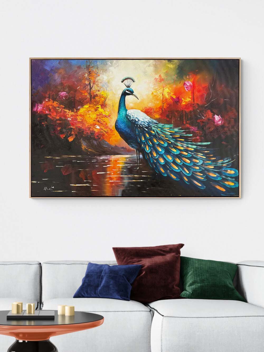 Tavus Kuşunun Aşkı Yağlı Boya Tablosu