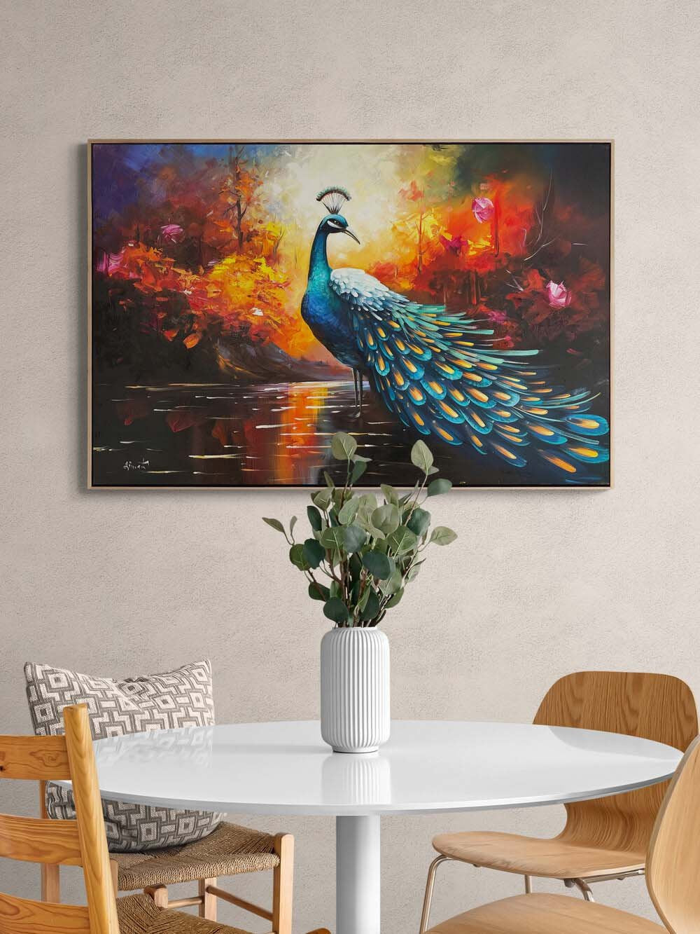 Tavus Kuşunun Aşkı Yağlı Boya Tablosu