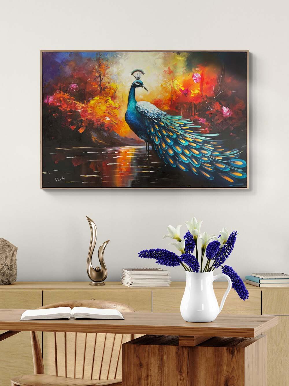 Tavus Kuşunun Aşkı Yağlı Boya Tablosu