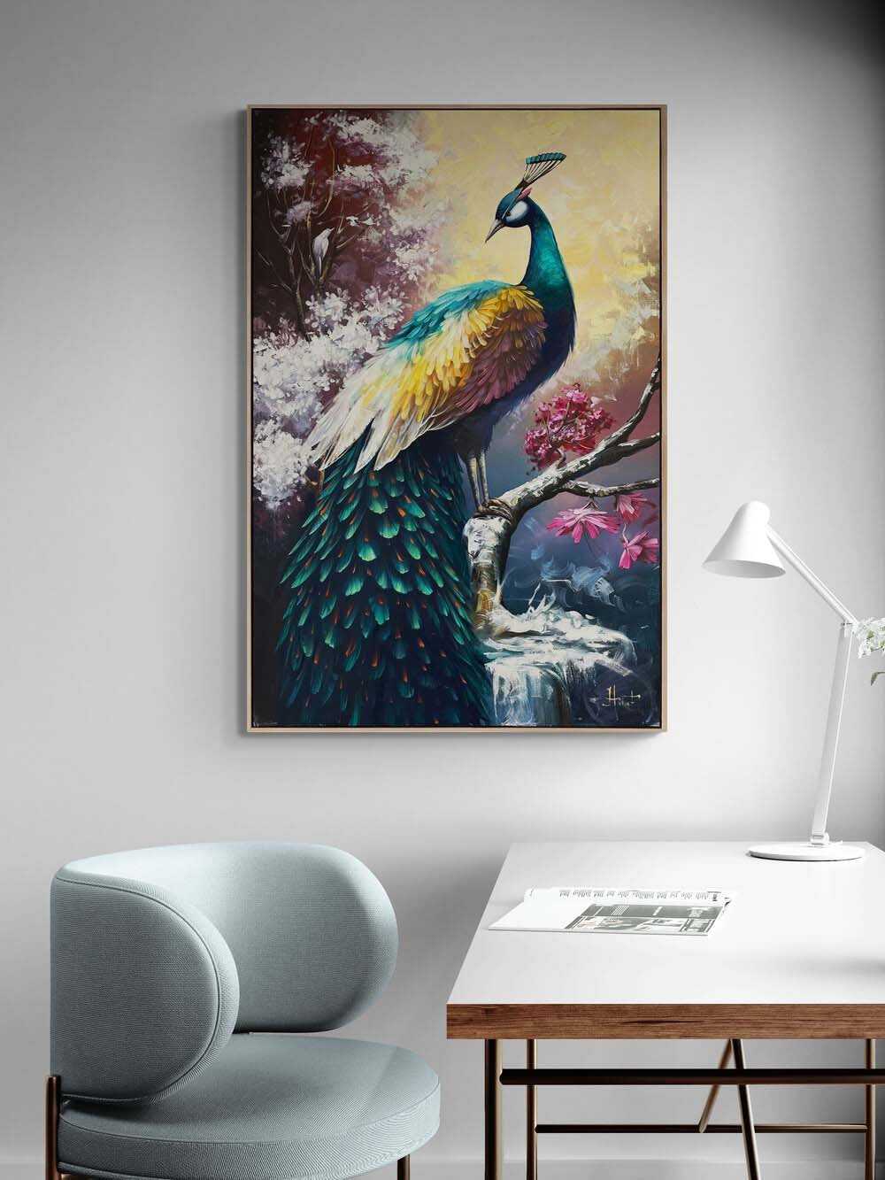 Bir Tavus Kuşu Gibi Yağlı Boya Tablosu