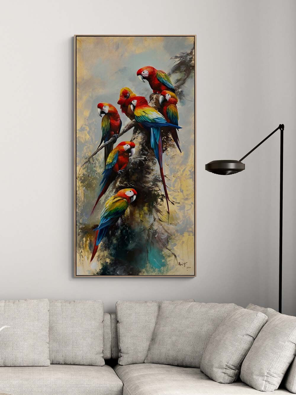 Papağanların Melodisi Yağlı Boya Tablosu