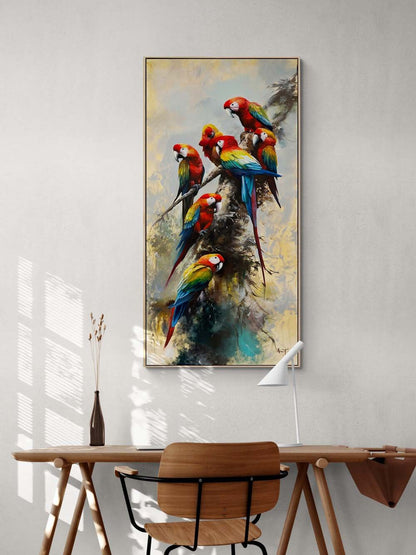 Papağanların Melodisi Yağlı Boya Tablosu