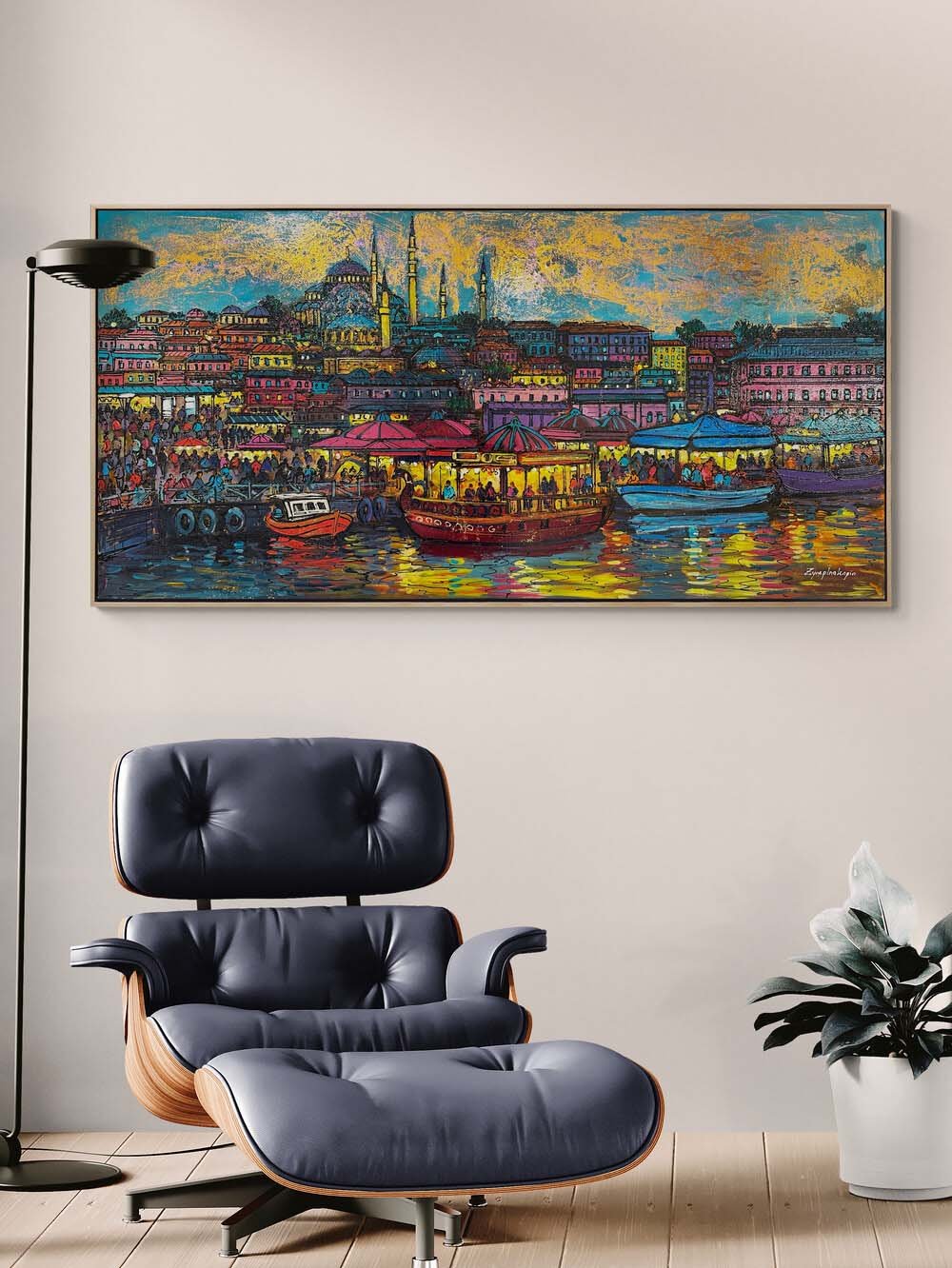Eminönü Tarihi Balıkçıkları Yağlı Boya Tablosu