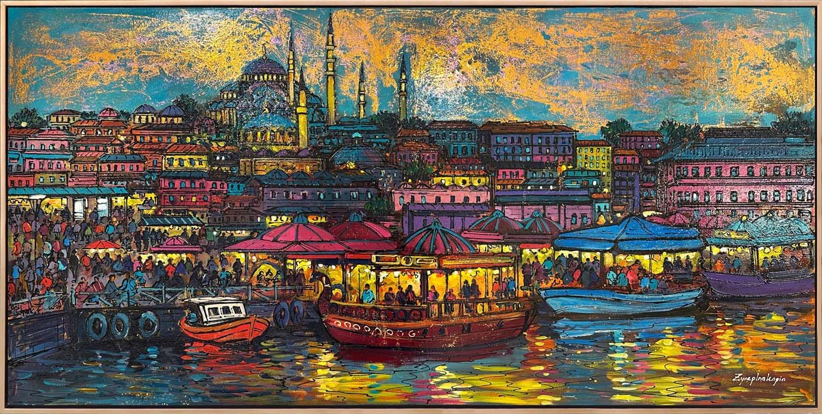 Eminönü Tarihi Balıkçıkları Yağlı Boya Tablosu