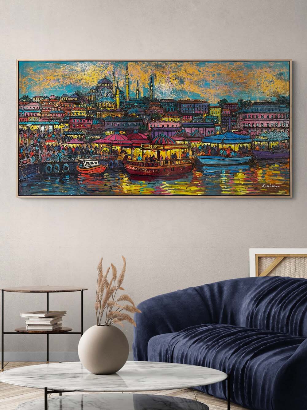 Eminönü Tarihi Balıkçıkları Yağlı Boya Tablosu