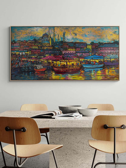 Eminönü Tarihi Balıkçıkları Yağlı Boya Tablosu