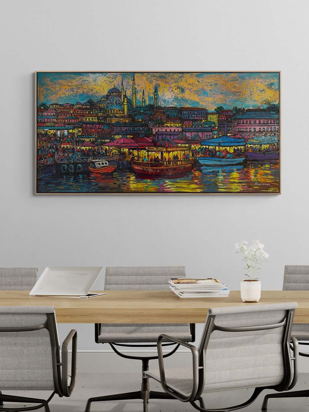 Eminönü Tarihi Balıkçıkları Yağlı Boya Tablosu