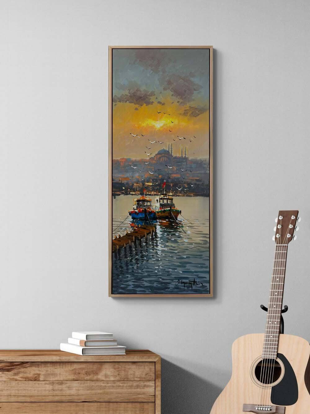 İskelede Balıkçılar Yağlı Boya Tablosu