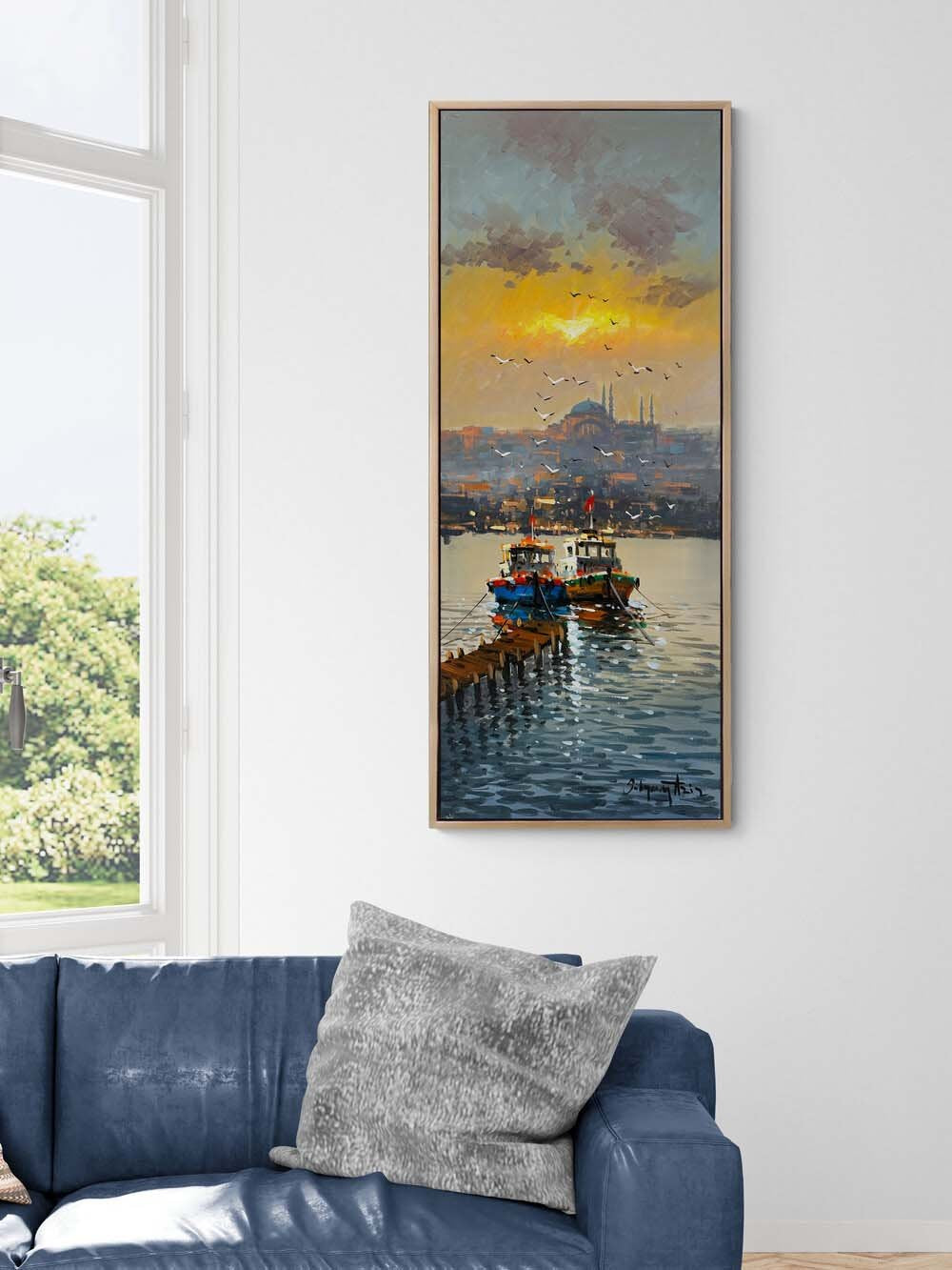 İskelede Balıkçılar Yağlı Boya Tablosu