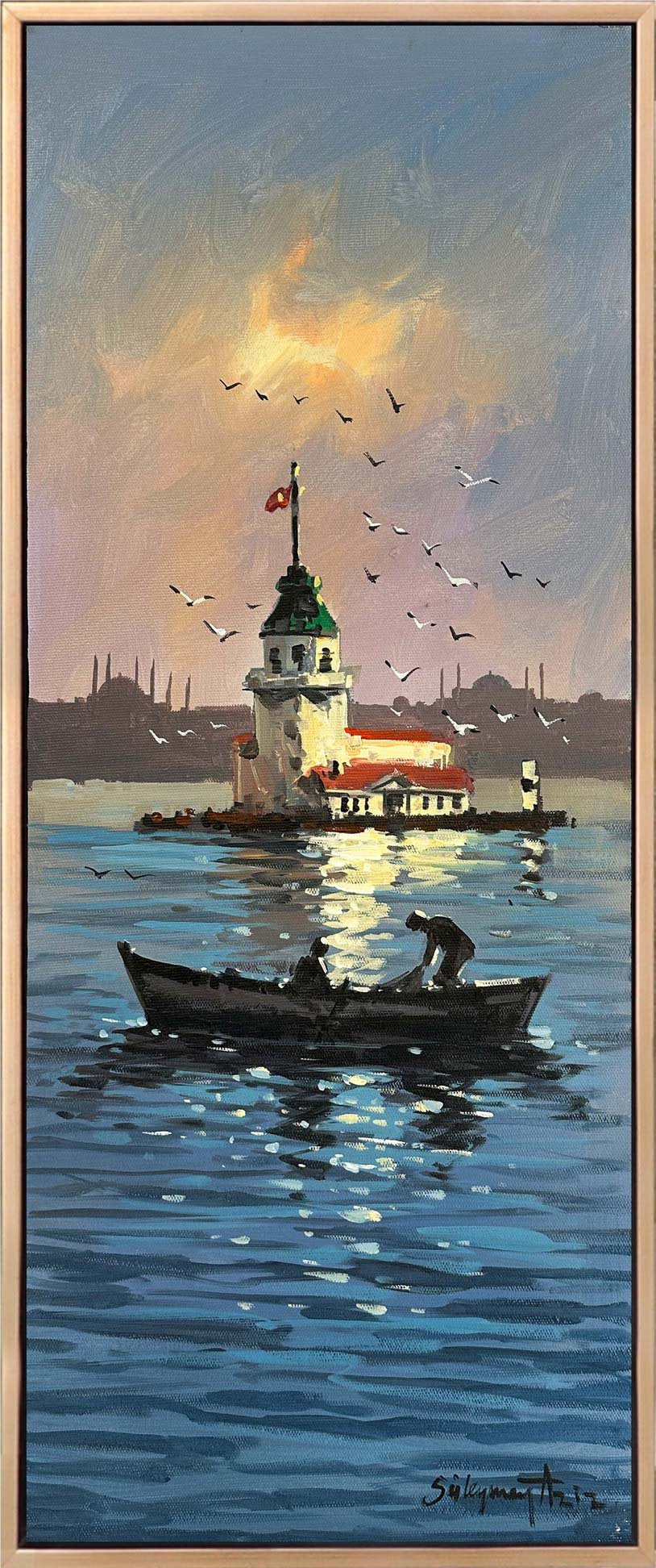 Kız Kulesi'ne Yolculuk Yağlı Boya Tablosu