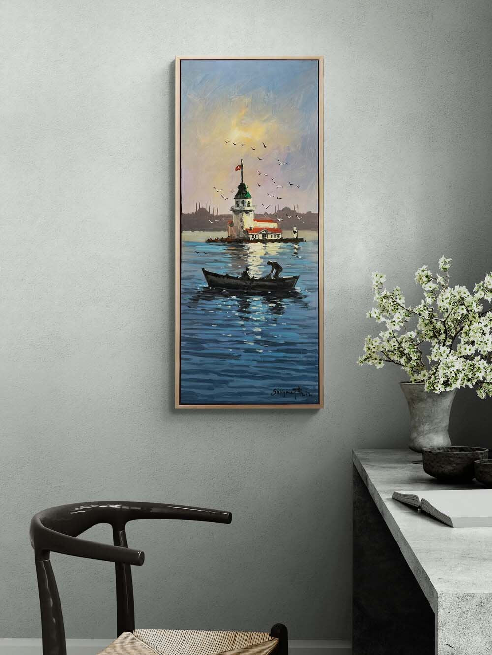 Kız Kulesi'ne Yolculuk Yağlı Boya Tablosu