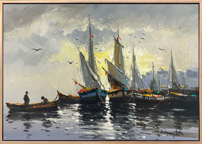 Denizde Sessiz Bekleyiş Yağlı Boya Tablosu