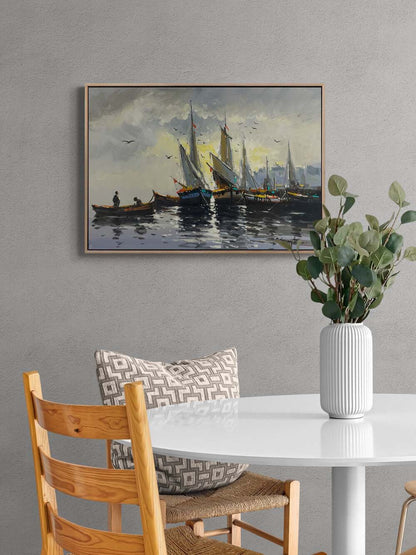 Denizde Sessiz Bekleyiş Yağlı Boya Tablosu