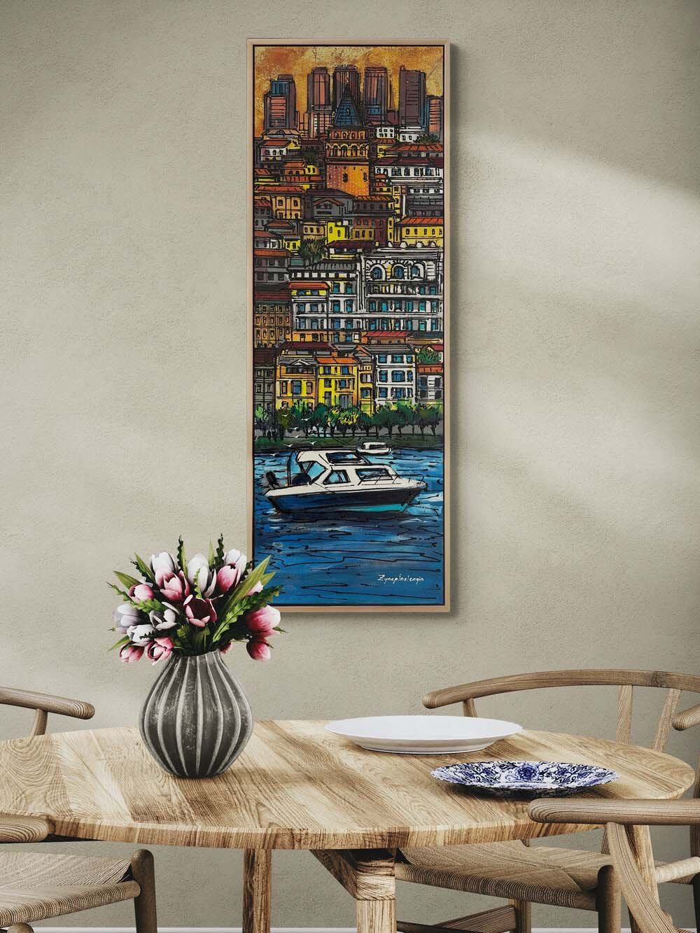 Galata’dan Boğaza Bakış Yağlı Boya Tablosu