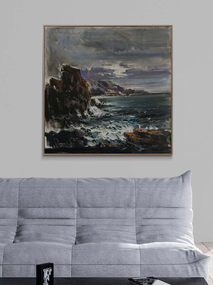 Mavinin Kıyısında Yağlı Boya Tablosu