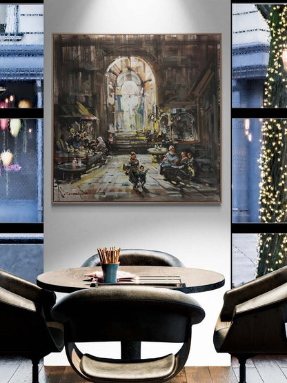 Bir Gün Çarşıda Yağlı Boya Tablosu