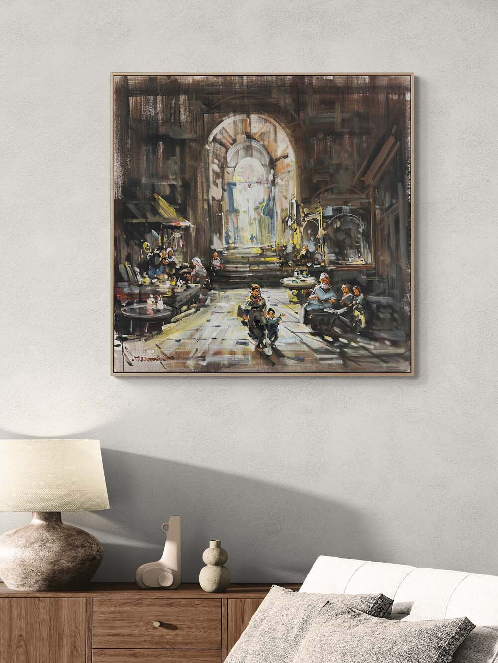 Bir Gün Çarşıda Yağlı Boya Tablosu