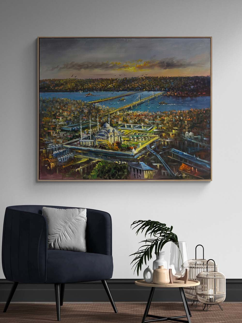 Haliç'ten Süleymaniye Cami Yağlı Boya Tablosu