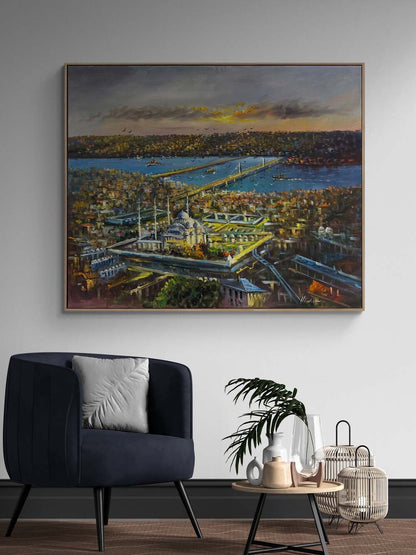 Haliç'ten Süleymaniye Cami Yağlı Boya Tablosu