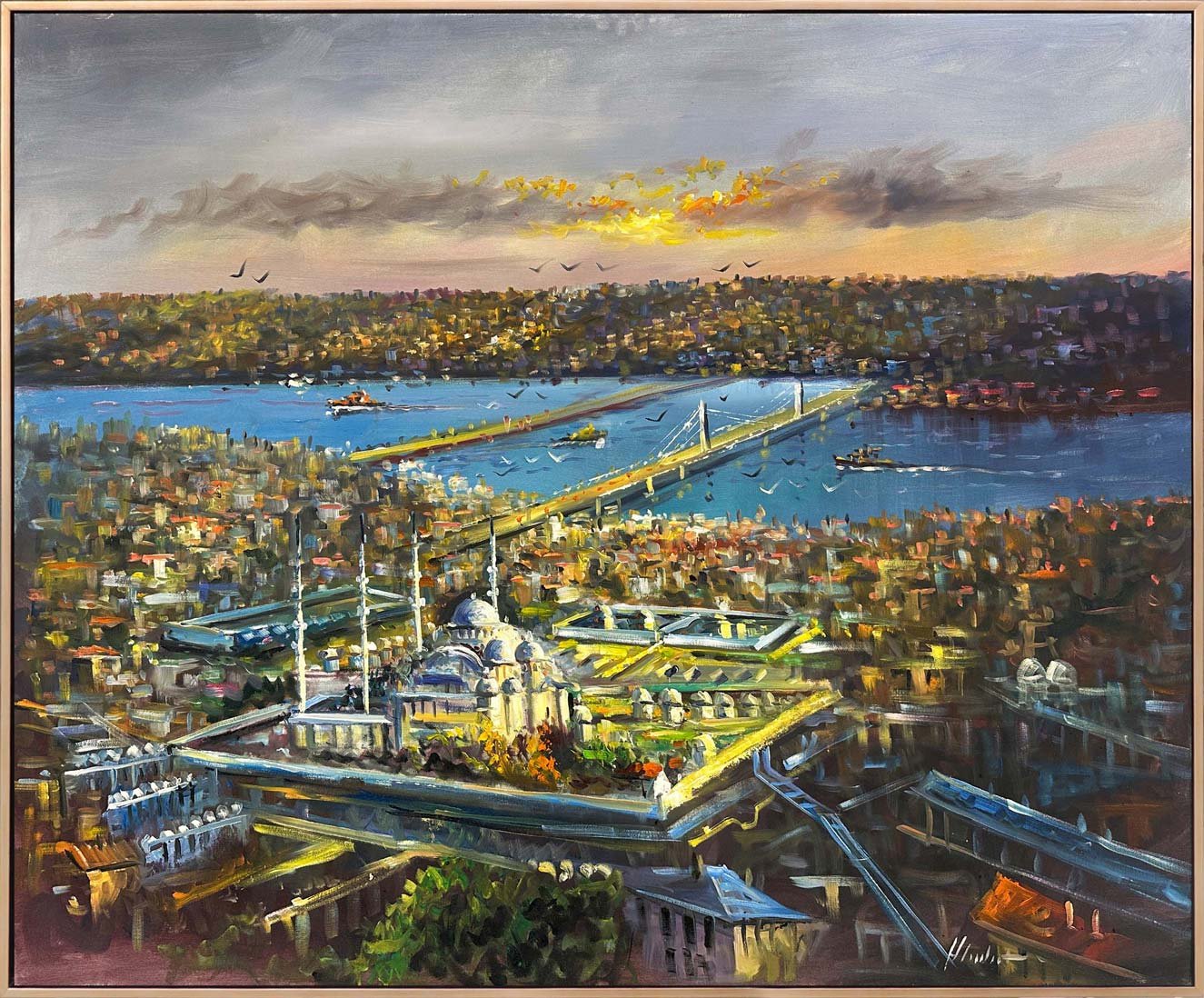 Haliç'ten Süleymaniye Cami Yağlı Boya Tablosu