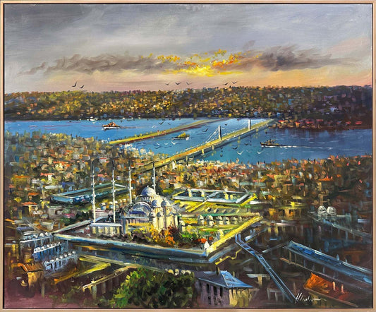 Haliç'ten Süleymaniye Cami Yağlı Boya Tablosu