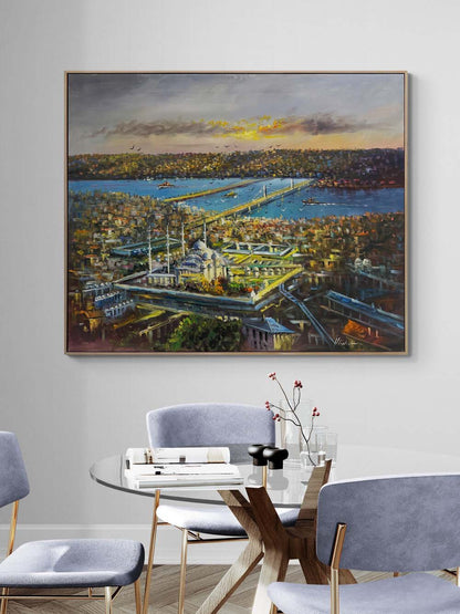 Haliç'ten Süleymaniye Cami Yağlı Boya Tablosu