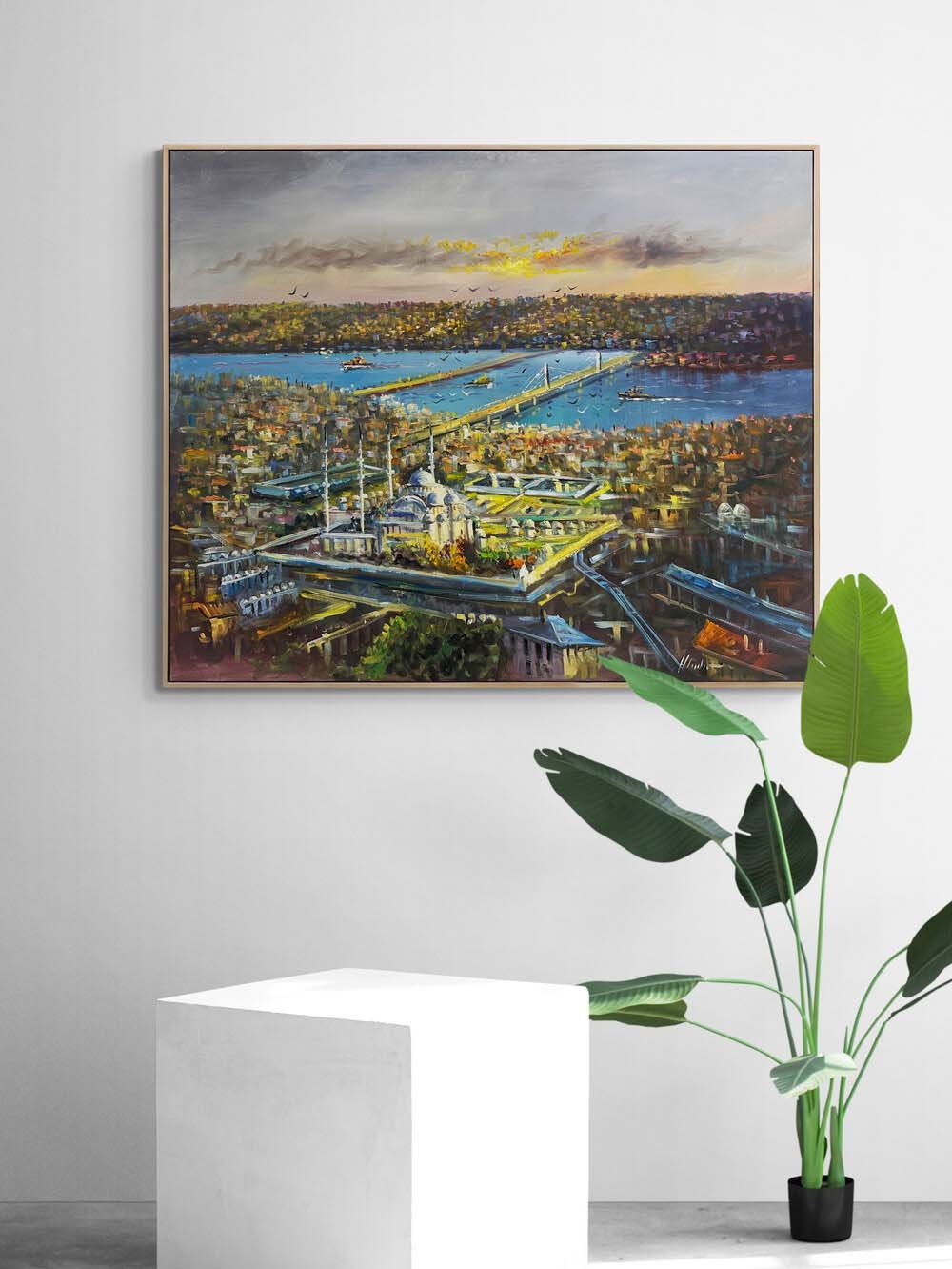 Haliç'ten Süleymaniye Cami Yağlı Boya Tablosu