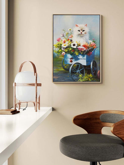 Çiçek Arabasında Bahar Yağlı Boya Tablosu