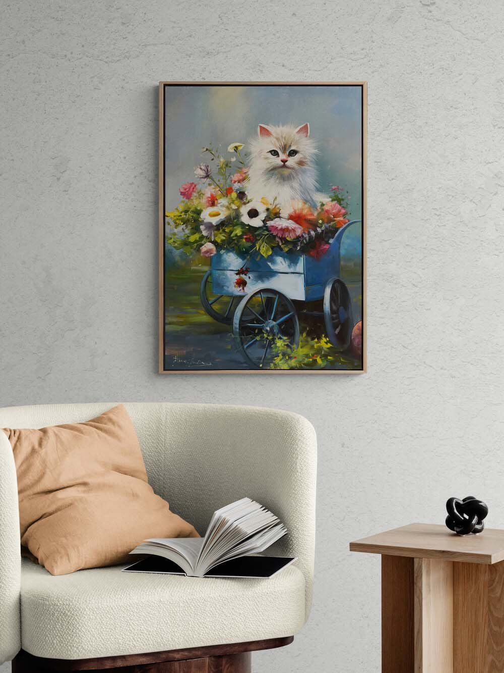Çiçek Arabasında Bahar Yağlı Boya Tablosu