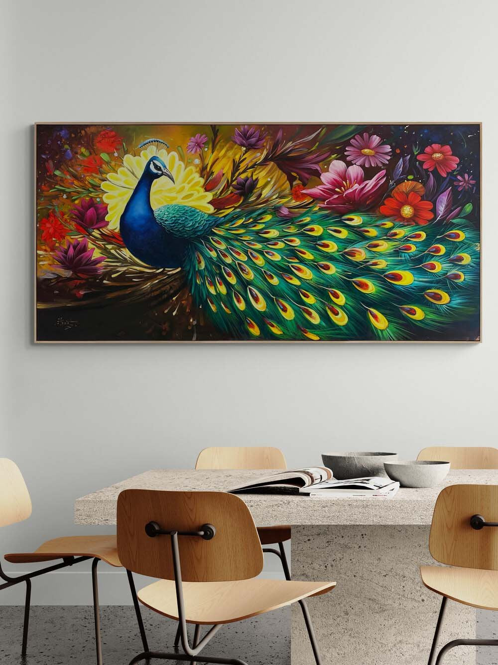 Tavus ve Baharın Rüyası Yağlı Boya Tablosu