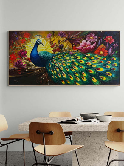 Tavus ve Baharın Rüyası Yağlı Boya Tablosu