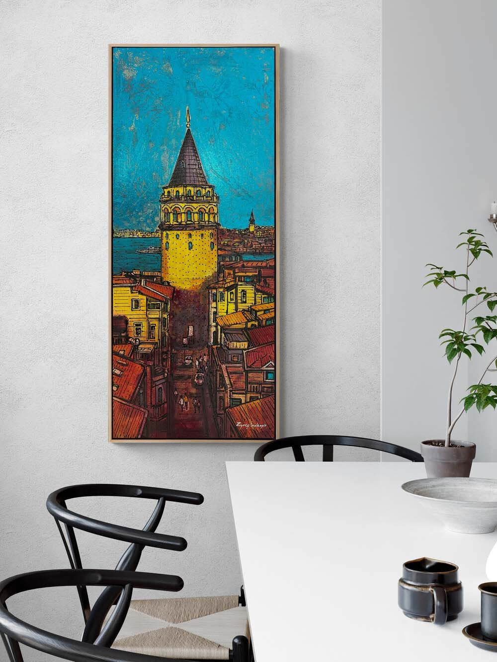 Galata ve Boğazın Sesi Yağlı Boya Tablosu