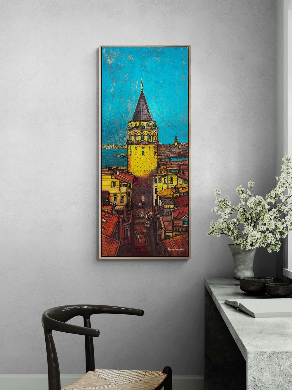 Galata ve Boğazın Sesi Yağlı Boya Tablosu