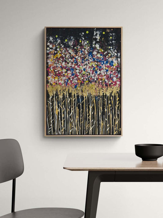 Işıldayan Çiçekler Yağlı Boya Tablosu