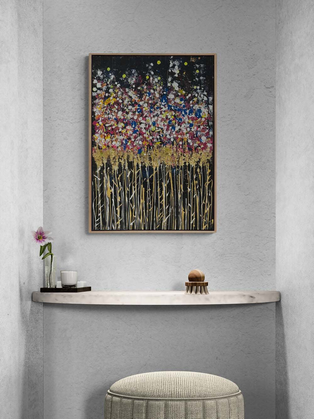 Işıldayan Çiçekler Yağlı Boya Tablosu