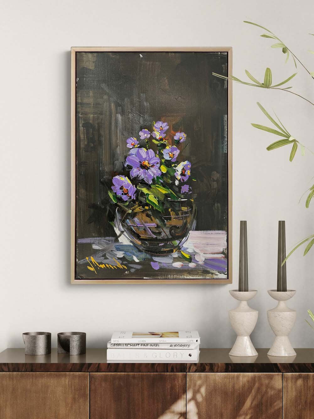 Menekşede Bahar Yağlı Boya Tablosu